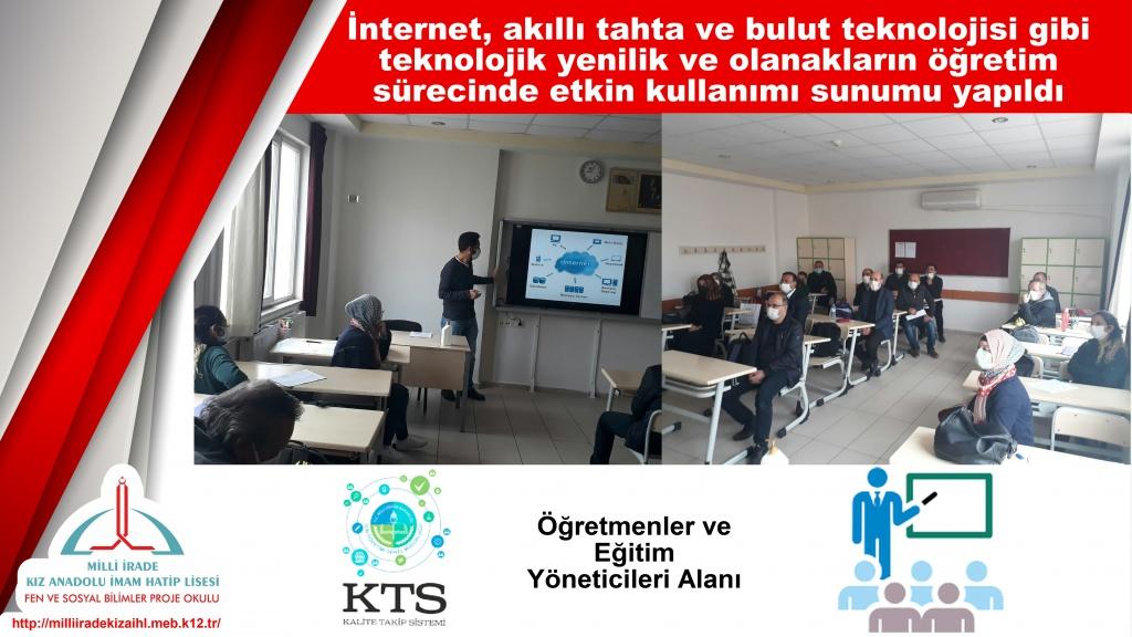 Internet Akilli Tahta Ve Bulut Teknolojisi Gibi Teknolojik Yenilik Ve Olanaklarin Ogretim Surecinde Etkin Kullanimi Milli Irade Kiz Anadolu Imam Hatip Lisesi